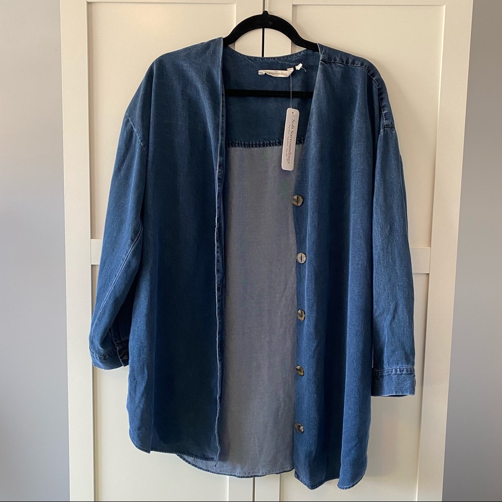 NWT Soft Surroundings Denim Button-Down Tunic